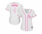 Women's Majestic Kansas City Royals #4 Alex Gordon Authentic White Fashion Cool Base MLB Jersey