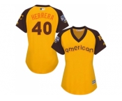 Women's Majestic Kansas City Royals #40 Kelvin Herrera Authentic Yellow 2016 All-Star American League BP Cool Base MLB Jersey