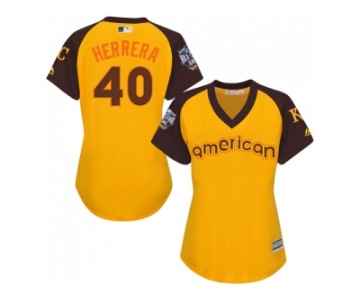 Women's Majestic Kansas City Royals #40 Kelvin Herrera Authentic Yellow 2016 All-Star American League BP Cool Base MLB Jersey