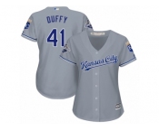 Women's Majestic Kansas City Royals #41 Danny Duffy Replica Grey Road Cool Base MLB Jersey