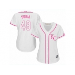 Women's Majestic Kansas City Royals #48 Joakim Soria Authentic White Fashion Cool Base MLB Jersey