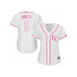 Women's Majestic Kansas City Royals #5 George Brett Authentic White Fashion Cool Base MLB Jersey