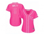 Women's Majestic Kansas City Royals #5 George Brett Replica Pink Fashion Cool Base MLB Jersey