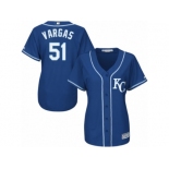 Women's Majestic Kansas City Royals #51 Jason Vargas Replica Blue Alternate 2 Cool Base MLB Jersey