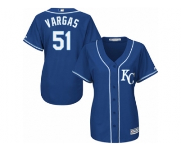 Women's Majestic Kansas City Royals #51 Jason Vargas Replica Blue Alternate 2 Cool Base MLB Jersey