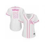 Women's Majestic Kansas City Royals #51 Jason Vargas Replica White Fashion Cool Base MLB Jersey