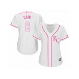 Women's Majestic Kansas City Royals #6 Lorenzo Cain Authentic White Fashion Cool Base MLB Jersey