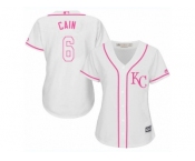 Women's Majestic Kansas City Royals #6 Lorenzo Cain Authentic White Fashion Cool Base MLB Jersey