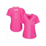 Women's Majestic Kansas City Royals #6 Lorenzo Cain Replica Pink Fashion Cool Base MLB Jersey