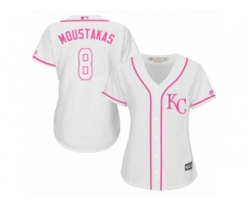 Women's Majestic Kansas City Royals #8 Mike Moustakas Authentic White Fashion Cool Base MLB Jersey