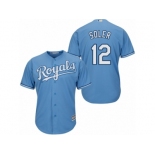 Youth Majestic Kansas City Royals #12 Jorge Soler Authentic Light Blue Alternate 1 Cool Base MLB Jersey