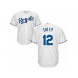 Youth Majestic Kansas City Royals #12 Jorge Soler Replica White Home Cool Base MLB Jersey