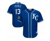 Youth Majestic Kansas City Royals #13 Salvador Perez Authentic Royal Blue 2017 Spring Training Cool Base MLB Jersey