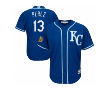 Youth Majestic Kansas City Royals #13 Salvador Perez Authentic Royal Blue 2017 Spring Training Cool Base MLB Jersey