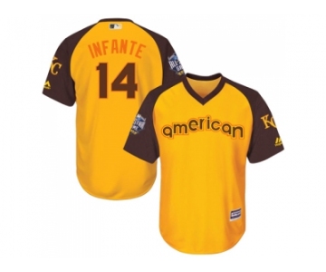 Youth Majestic Kansas City Royals #14 Omar Infante Authentic Yellow 2016 All-Star American League BP Cool Base MLB Jersey