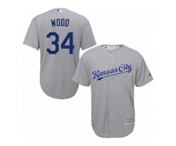 Youth Majestic Kansas City Royals #34 Travis Wood Authentic Grey Road Cool Base MLB Jersey