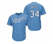 Youth Majestic Kansas City Royals #34 Travis Wood Replica Light Blue Alternate 1 Cool Base MLB Jersey