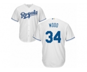 Youth Majestic Kansas City Royals #34 Travis Wood Replica White Home Cool Base MLB Jersey