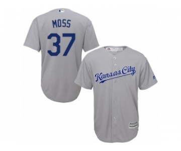 Youth Majestic Kansas City Royals #37 Brandon Moss Authentic Grey Road Cool Base MLB Jersey