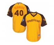 Youth Majestic Kansas City Royals #40 Kelvin Herrera Authentic Yellow 2016 All-Star American League BP Cool Base MLB Jersey