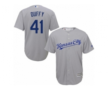 Youth Majestic Kansas City Royals #41 Danny Duffy Replica Grey Road Cool Base MLB Jersey