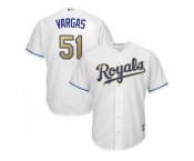 Youth Majestic Kansas City Royals #51 Jason Vargas Replica White Home Cool Base MLB Jersey