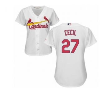 Women Majestic St. Louis Cardinals #27 Brett Cecil Authentic White Home Cool Base MLB Jersey