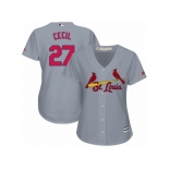 Women Majestic St. Louis Cardinals #27 Brett Cecil Replica Grey Road Cool Base MLB Jersey