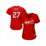 Women Majestic St. Louis Cardinals #27 Brett Cecil Replica Red Alternate Cool Base MLB Jersey