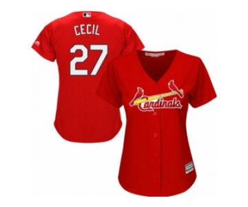 Women Majestic St. Louis Cardinals #27 Brett Cecil Replica Red Alternate Cool Base MLB Jersey