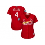 Women St. Louis Cardinals #4 Yadier Molina Majestic Scarlet 2018 Spring Training Cool Base Player Jersey