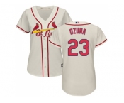 Women St.Louis Cardinals #23 Marcell Ozuna Cream Alternate Stitched MLB Jersey