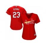 Women St.Louis Cardinals #23 Marcell Ozuna Red Alternate Stitched MLB Jersey