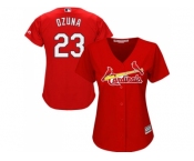 Women St.Louis Cardinals #23 Marcell Ozuna Red Alternate Stitched MLB Jersey