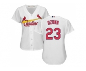 Women St.Louis Cardinals #23 Marcell Ozuna White Home Stitched MLB Jersey