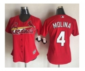 Women St.Louis Cardinals #4 Yadier Molina Red Alternate Stitched Baseball Jersey