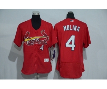 Women St.Louis Cardinals #4 Yadier Molina Red Flexbase Authentic Collection Stitched Baseball Jersey