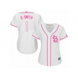 Women's Majestic St. Louis Cardinals #1 Ozzie Smith Replica White Fashion Cool Base MLB Jersey