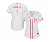 Women's Majestic St. Louis Cardinals #1 Ozzie Smith Replica White Fashion Cool Base MLB Jersey