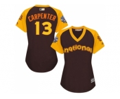 Women's Majestic St. Louis Cardinals #13 Matt Carpenter Authentic Brown 2016 All-Star National League BP Cool Base MLB Jersey