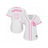 Women's Majestic St. Louis Cardinals #13 Matt Carpenter Replica White Fashion MLB Jersey