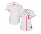 Women's Majestic St. Louis Cardinals #13 Matt Carpenter Replica White Fashion MLB Jersey