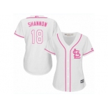 Women's Majestic St. Louis Cardinals #18 Mike Shannon Replica White Fashion Cool Base MLB Jersey