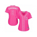 Women's Majestic St. Louis Cardinals #2 Red Schoendienst Replica Pink Fashion Cool Base MLB Jersey