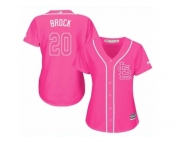 Women's Majestic St. Louis Cardinals #20 Lou Brock Replica Pink Fashion Cool Base MLB Jersey