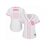 Women's Majestic St. Louis Cardinals #20 Lou Brock Replica White Fashion Cool Base MLB Jersey