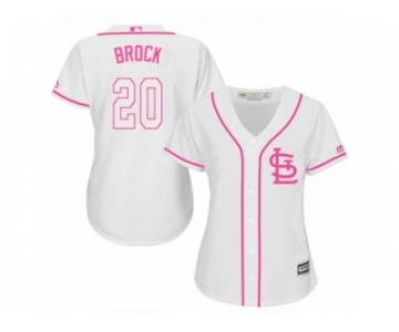 Women's Majestic St. Louis Cardinals #20 Lou Brock Replica White Fashion Cool Base MLB Jersey