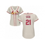 Women's Majestic St. Louis Cardinals #21 Brett Cecil Authentic Cream Alternate Cool Base MLB Jersey