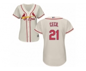 Women's Majestic St. Louis Cardinals #21 Brett Cecil Authentic Cream Alternate Cool Base MLB Jersey