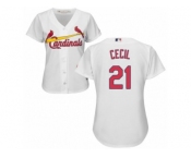 Women's Majestic St. Louis Cardinals #21 Brett Cecil Authentic White Home Cool Base MLB Jersey